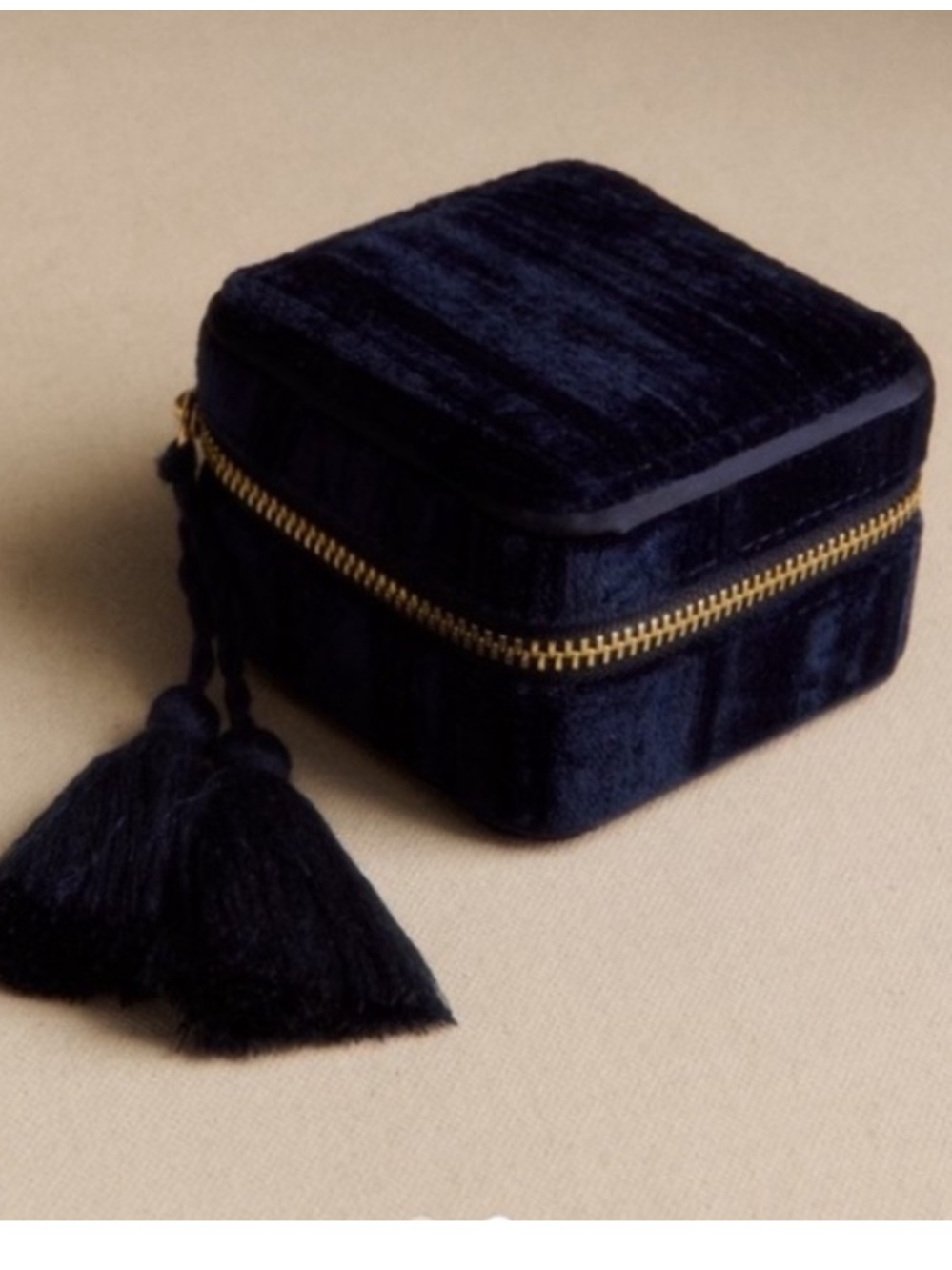Sezane blue velvet embossed jewelry box NWOT